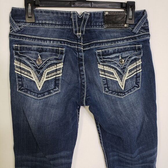 Vigoss Womens Capri Sz 5/6 21 The New York Denim Blue Jeans Distressed Embroider - Picture 6 of 12